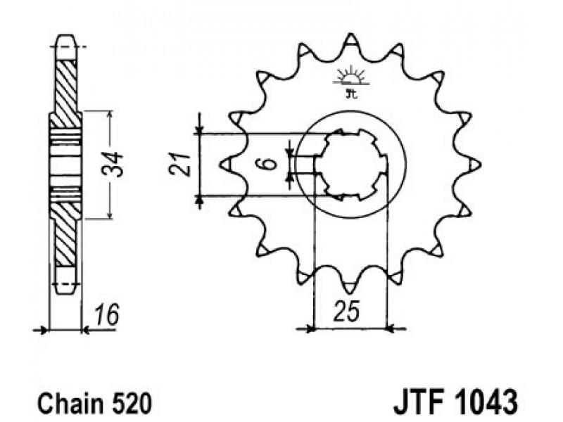 Pinion fata JT JTF 1043-14 14T, 520 Pinion fata JT JTF 1043-14 14T, 520