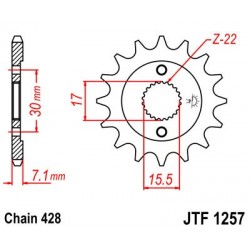 Pinion fata JT JTF 1257-15 15T, 428 Pinion fata JT JTF 1257-15 15T, 428