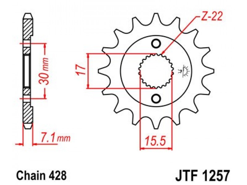 Pinion fata JT JTF 1257-15 15T, 428 Pinion fata JT JTF 1257-15 15T, 428