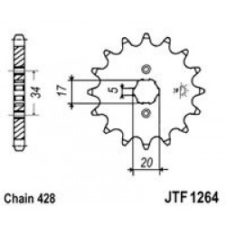 Pinion fata JT JTF 1264-16 16T, 428 Pinion fata JT JTF 1264-16 16T, 428