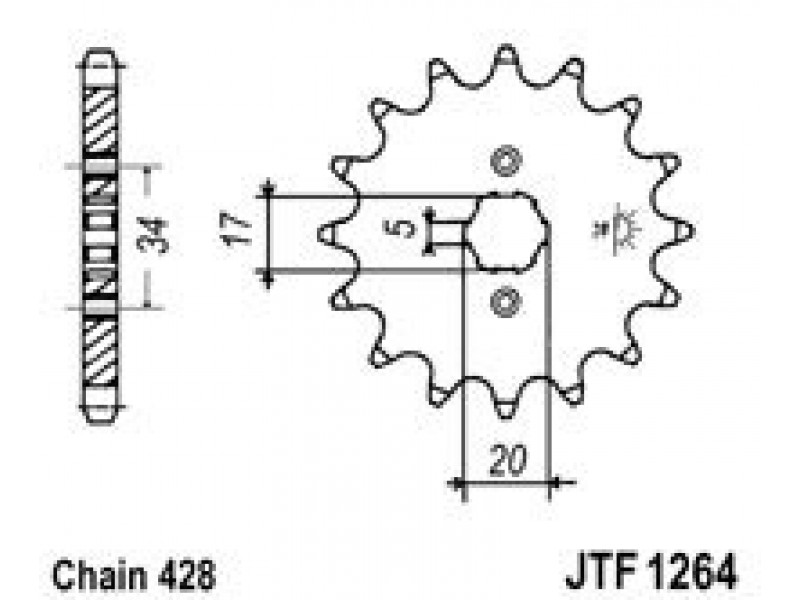 Pinion fata JT JTF 1264-17 17T, 428