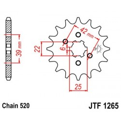 Pinion fata JT JTF 1265-14 14T, 520 Pinion fata JT JTF 1265-14 14T, 520