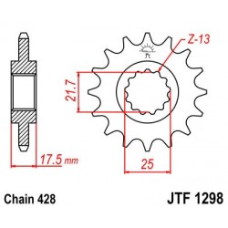 Pinion fata JT JTF 1298-17 17T, 428