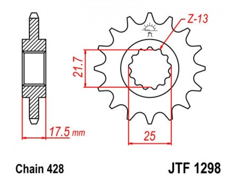 Pinion fata JT JTF 1298-17 17T, 428 Pinion fata JT JTF 1298-17 17T, 428