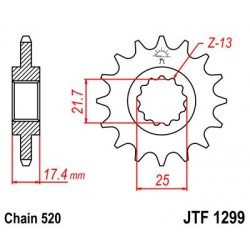 Pinion fata JT JTF 1299-14 14T, 520 Pinion fata JT JTF 1299-14 14T, 520