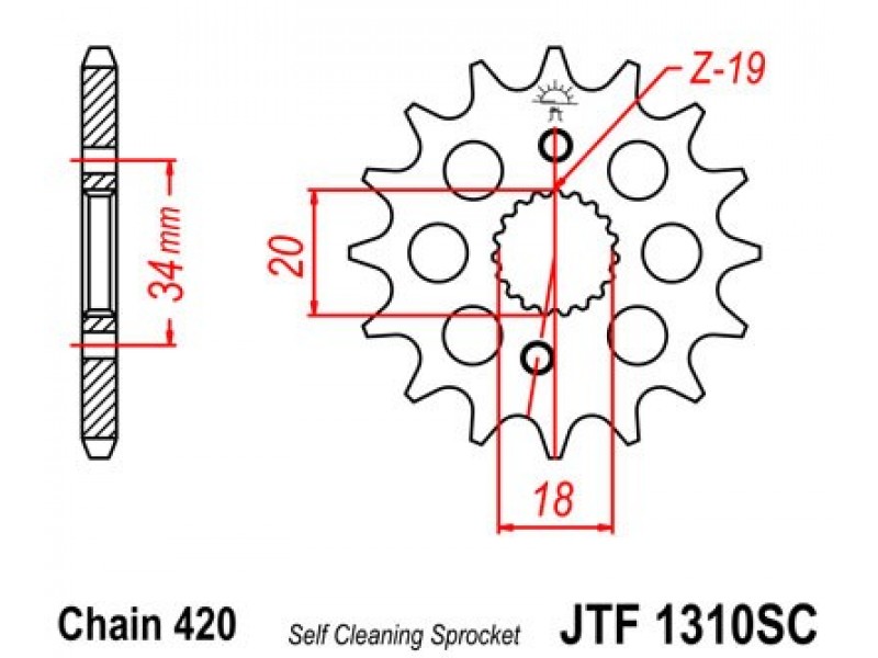 Pinion fata JT JTF 1310-15SC 15T, 420 Self Cleaning Lightweight
