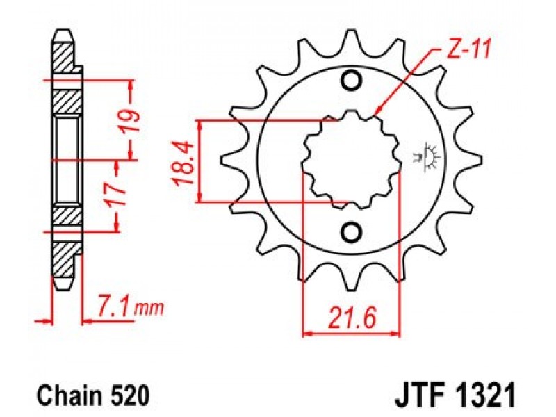 Pinion fata JT JTF 1321-13 13T, 520 Pinion fata JT JTF 1321-13 13T, 520