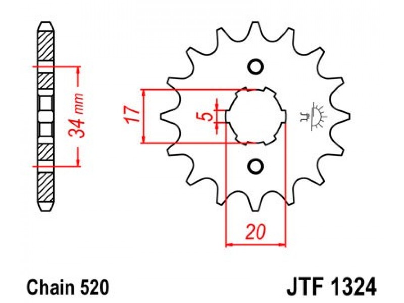 Pinion fata JT JTF 1324-14 14T, 520 Pinion fata JT JTF 1324-14 14T, 520