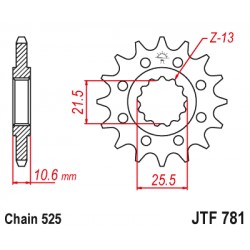 Pinion fata JT JTF 781-14 14T, 525 Pinion fata JT JTF 781-14 14T, 525