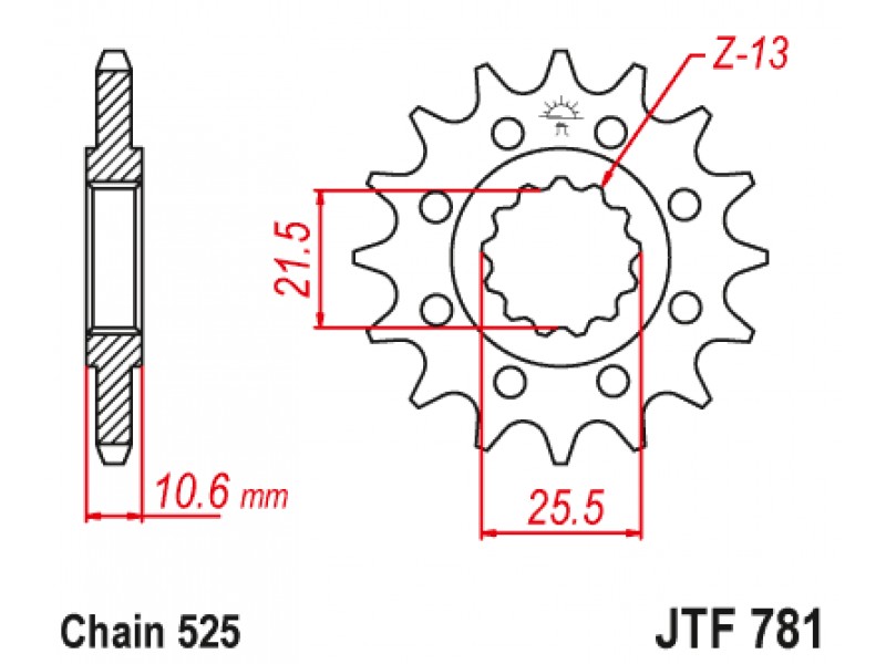 Pinion fata JT JTF 781-14 14T, 525