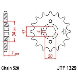 Pinion fata JT JTF 1329-14 14T, 520 Pinion fata JT JTF 1329-14 14T, 520