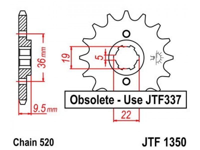 Pinion fata JT JTF 1350-13 13T, 520 Pinion fata JT JTF 1350-13 13T, 520
