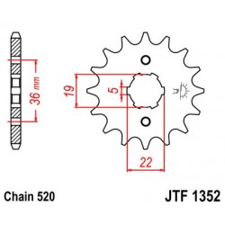 Pinion fata JT JTF 1352-12 12T, 520 Pinion fata JT JTF 1352-12 12T, 520