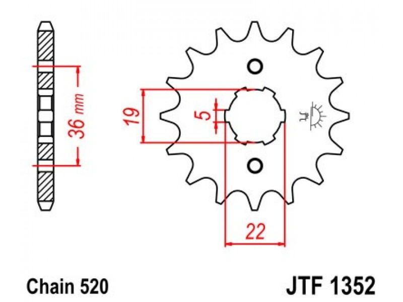 Pinion fata JT JTF 1352-14 14T, 520 Pinion fata JT JTF 1352-14 14T, 520