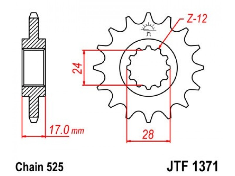 Pinion fata JT JTF 1371-14 14T, 525 Pinion fata JT JTF 1371-14 14T, 525