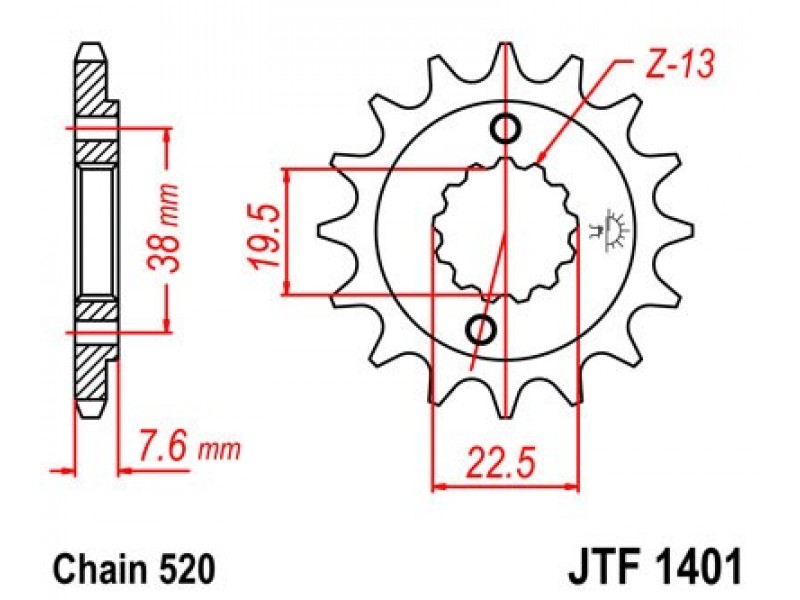 Pinion fata JT JTF 1401-13 13T, 520 Pinion fata JT JTF 1401-13 13T, 520