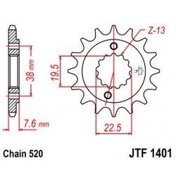 Pinion fata JT JTF 1401-15 15T, 520 Pinion fata JT JTF 1401-15 15T, 520