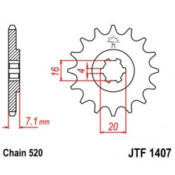 Pinion fata JT JTF 1407-10 10T, 520 Pinion fata JT JTF 1407-10 10T, 520