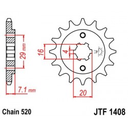 Pinion fata JT JTF 1408-15 15T, 520 Pinion fata JT JTF 1408-15 15T, 520