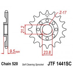 Pinion fata JT JTF 1441-13SC 13T, 520 Self Cleaning Lightweight Pinion fata JT JTF 1441-13SC 13T, 520 Self Cleaning Lightweight