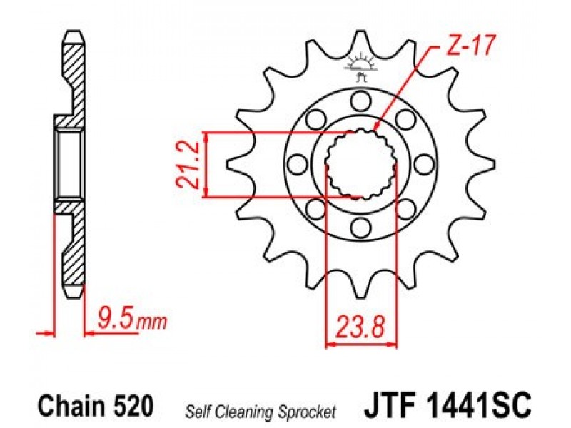 Pinion fata JT JTF 1441-13SC 13T, 520 Self Cleaning Lightweight Pinion fata JT JTF 1441-13SC 13T, 520 Self Cleaning Lightweight