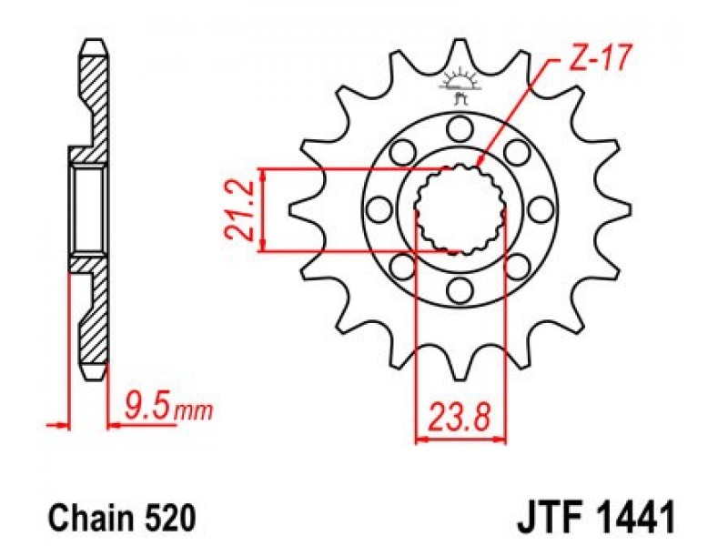 Pinion fata JT JTF 1441-15 15T, 520 Pinion fata JT JTF 1441-15 15T, 520