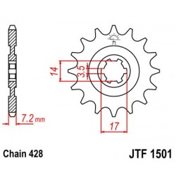 Pinion fata JT JTF 1501-14 14T, 428 Pinion fata JT JTF 1501-14 14T, 428