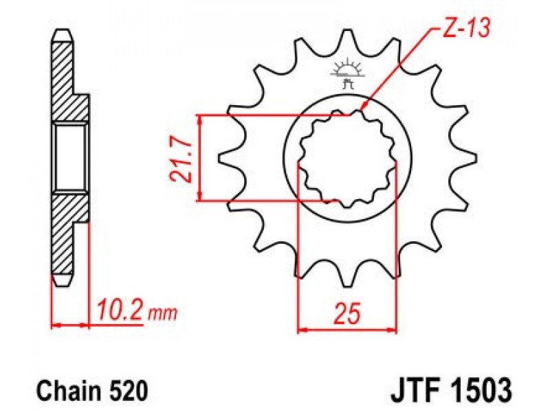 Pinion fata JT JTF 1503-13 13T, 520