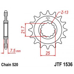Pinion fata JT JTF 1536-15 15T, 520 Pinion fata JT JTF 1536-15 15T, 520