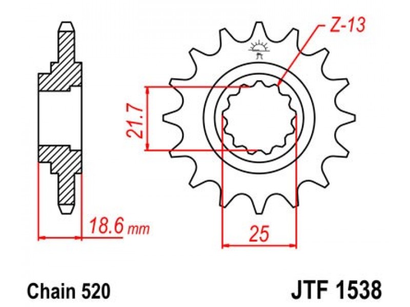 Pinion fata JT JTF 1538-14 14T, 520 Pinion fata JT JTF 1538-14 14T, 520