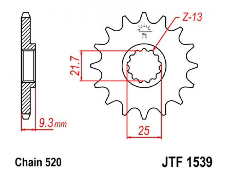Pinion fata JT JTF 1539-15 15T, 520 Pinion fata JT JTF 1539-15 15T, 520