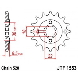Pinion fata JT JTF 1553-14 14T, 520 Pinion fata JT JTF 1553-14 14T, 520