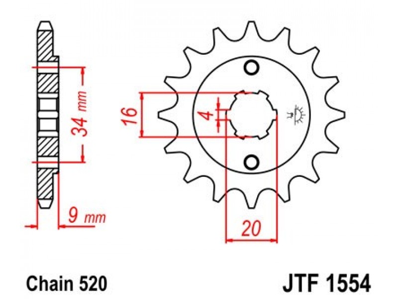 Pinion fata JT JTF 1554-13 13T, 520 Pinion fata JT JTF 1554-13 13T, 520