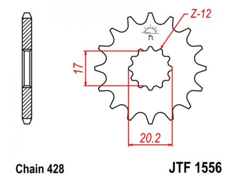 Pinion fata JT JTF 1556-13 13T, 428 Pinion fata JT JTF 1556-13 13T, 428