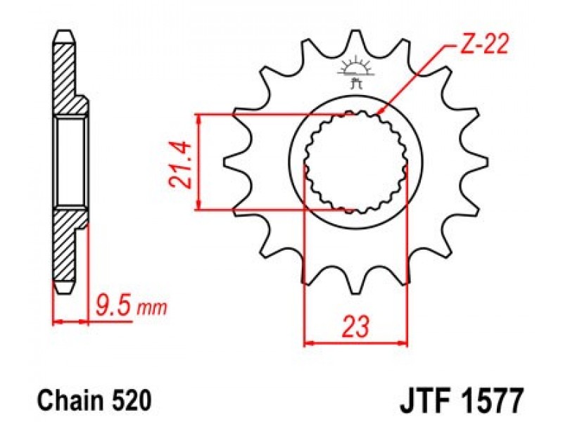 Pinion fata JT JTF 1577-15 15T, 520 Pinion fata JT JTF 1577-15 15T, 520