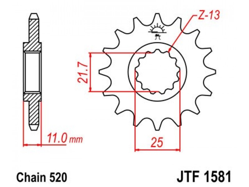 Pinion fata JT JTF 1581-14 14T, 520 Pinion fata JT JTF 1581-14 14T, 520