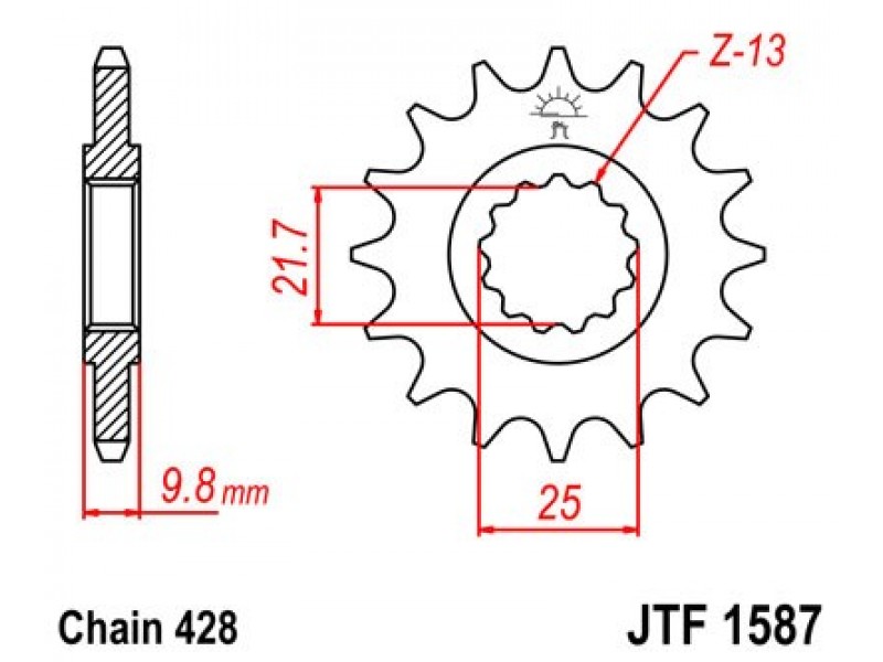 Pinion fata JT JTF 1587-19 19T, 428 Pinion fata JT JTF 1587-19 19T, 428