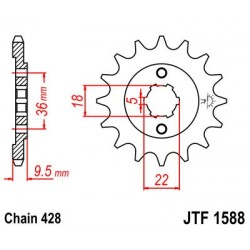 Pinion fata JT JTF 1588-19 19T, 428 Pinion fata JT JTF 1588-19 19T, 428