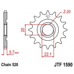 Pinion fata JT JTF 1590-12 12T, 520 Pinion fata JT JTF 1590-12 12T, 520