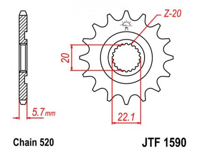 Pinion fata JT JTF 1590-12 12T, 520