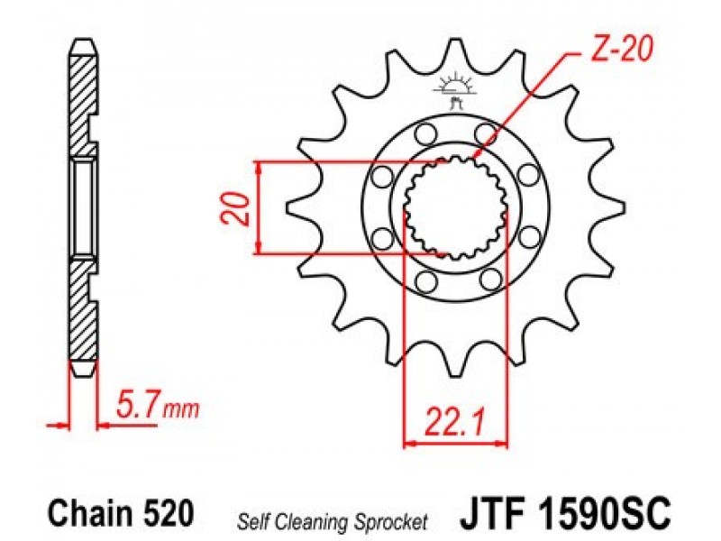 Pinion fata JT JTF 1590-14SC 14T, 521 Self Cleaning Lightweight Pinion fata JT JTF 1590-14SC 14T, 521 Self Cleaning Lightweight