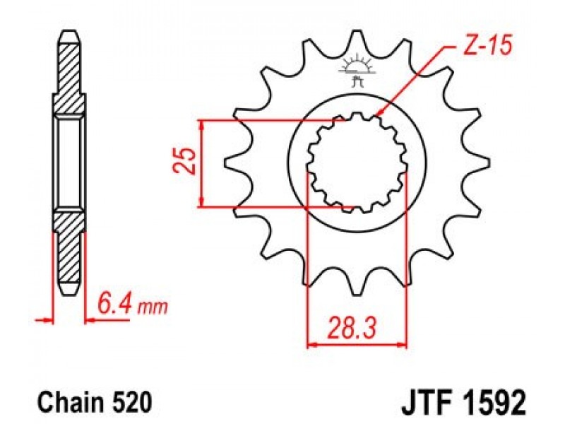 Pinion fata JT JTF 1592-15 15T, 520