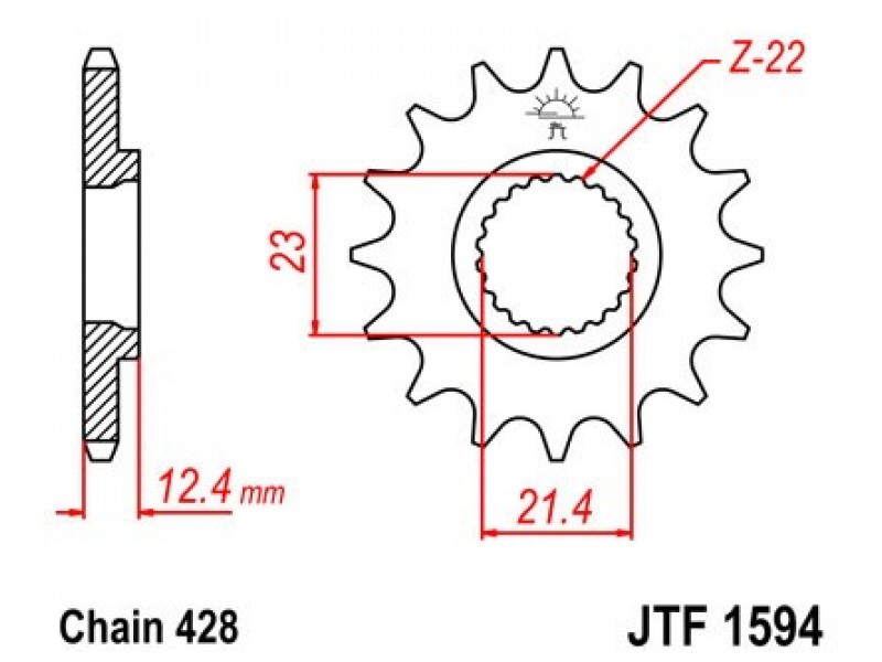 Pinion fata JT JTF 1594-15 15T, 428 Pinion fata JT JTF 1594-15 15T, 428