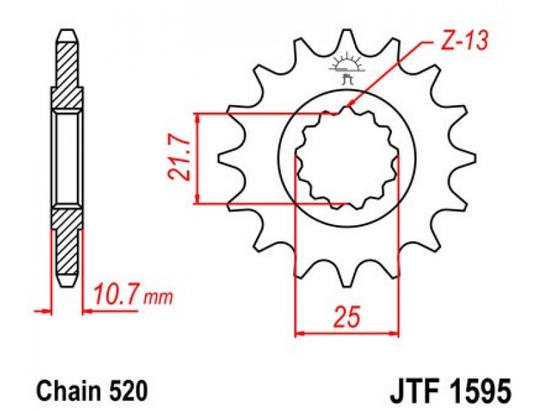 Pinion fata JT JTF 1595-16RB 16T, 520 Pinion fata JT JTF 1595-16RB 16T, 520