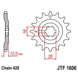 Pinion fata JT JTF 1606-14 14T, 428 Pinion fata JT JTF 1606-14 14T, 428