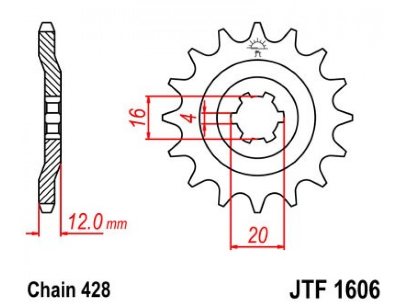 Pinion fata JT JTF 1606-14 14T, 428 Pinion fata JT JTF 1606-14 14T, 428