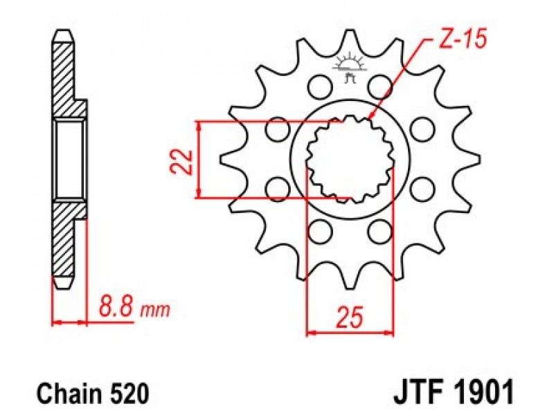 Pinion fata JT JTF 1901-12 12T, 520 Pinion fata JT JTF 1901-12 12T, 520