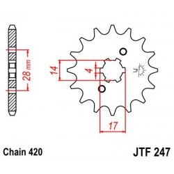 Pinion fata JT JTF 247-13 13T, 420 Pinion fata JT JTF 247-13 13T, 420