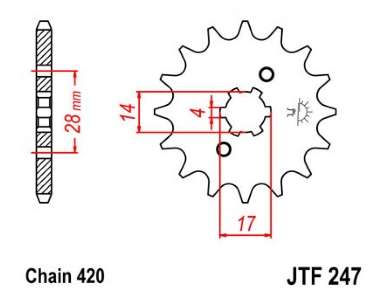 Pinion fata JT JTF 247-13 13T, 420