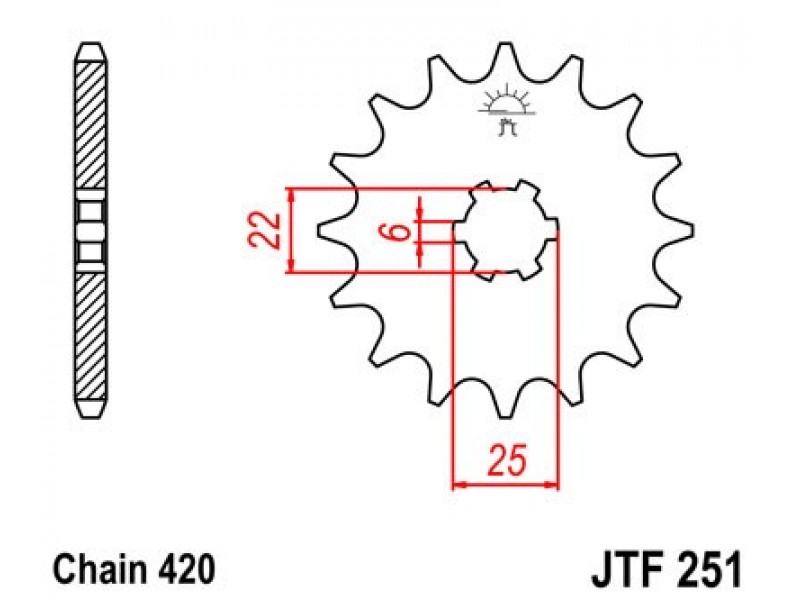 Pinion fata JT JTF 251-16 16T, 420 Pinion fata JT JTF 251-16 16T, 420